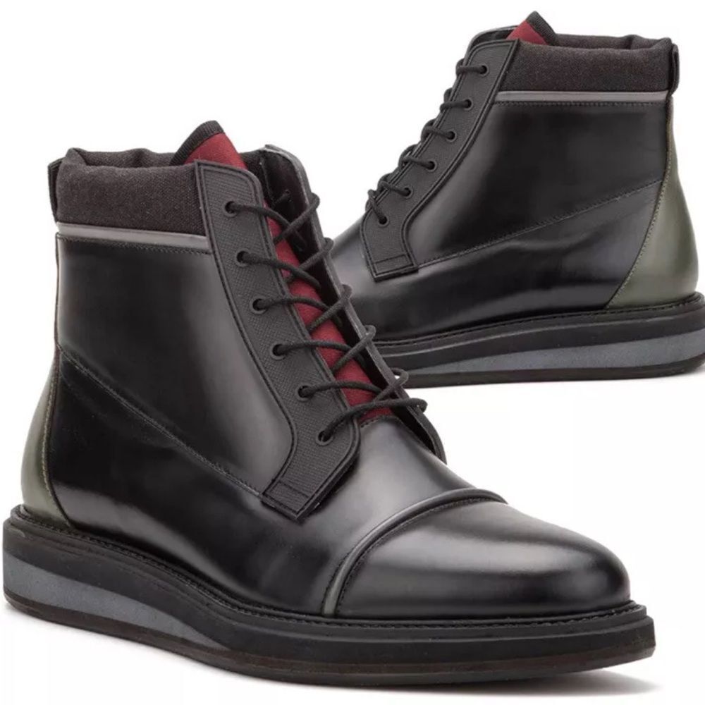 Vintage Foundry Men's Black with Olive Leather Boots size 10